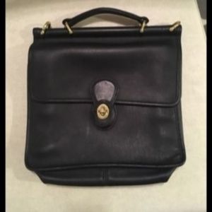Vintage Coach Crossbody Sachel Bag - Black Leather